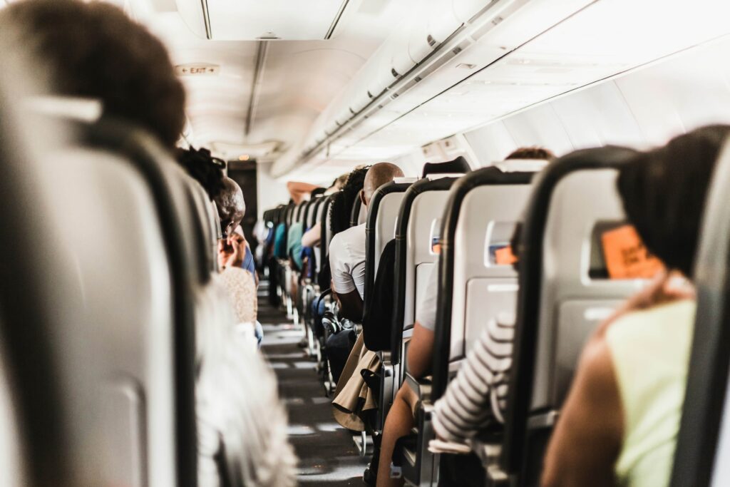 people travelling by plane
