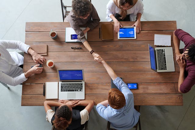 People working at a table