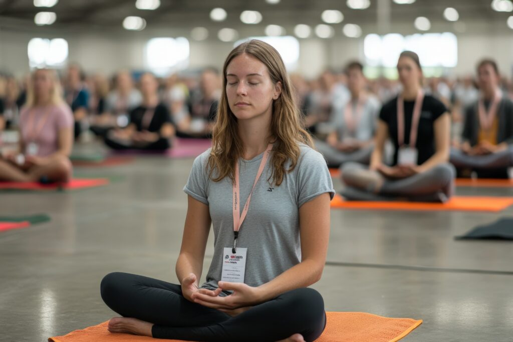 woman doing yoga at an event